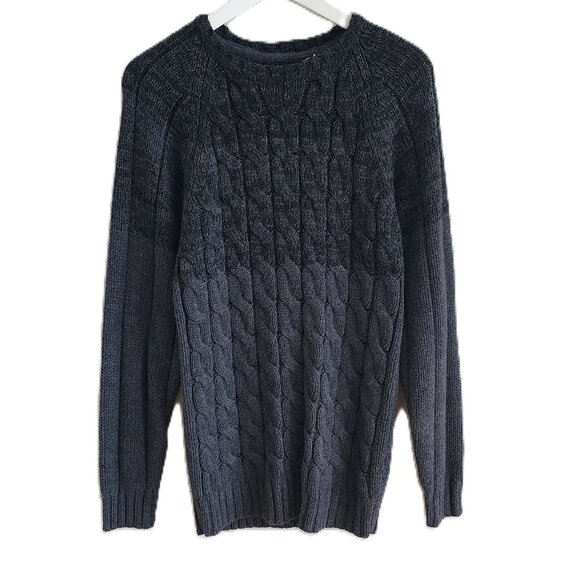 Weatherproof gray & black cable knit crewneck sweater - Picture 1 of 7